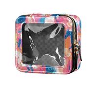 Underwater Creatures Starfish Sea Horse Cute Clear Small Makeup Bag for Purse Skincare Pouches Cosmetic Organizer for Women, Seamless Pattern Horse Flat Style Watercolor, One Size