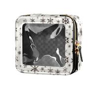 Underwater Creatures Starfish Sea Horse Cute Clear Small Makeup Bag for Purse Skincare Pouches Cosmetic Organizer for Women, Snowflake Black and White Background, One Size