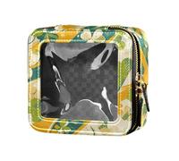 Underwater Creatures Starfish Sea Horse Cute Clear Small Makeup Bag for Purse Skincare Pouches Cosmetic Organizer for Women, Shamrock and Polka Dot, One Size