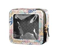 Underwater Creatures Starfish Sea Horse Cute Clear Small Makeup Bag for Purse Skincare Pouches Cosmetic Organizer for Women, Tigers Print, One Size