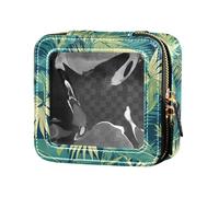 Underwater Creatures Starfish Sea Horse Cute Clear Small Makeup Bag for Purse Skincare Pouches Cosmetic Organizer for Women, Seamless Pattern Monkey Palm Tropical Hawaiian, One Size