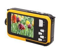 Underwater Digital Camera, Full HD 2.7K 48MP Water Proof Camera with Front Rear Selfie Dual Screen, 16x Digital Zoom, Camcorder for Travel Vlog (Yellow)