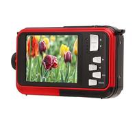 Underwater Digital Camera, Full HD 2.7K 48MP Water Proof Camera with Front Rear Selfie Dual Screen, 16x Digital Zoom, Camcorder for Travel Vlog (Red)