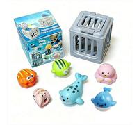 Underwater Dive Rescue Toys Pool Diving Game Set with 6 Ocean Animals & Dive Cages Floating Sinkies for Kids Swim Training Summer Bath Toys for Boys Girls Beach Water Treasure Chest Party Gift