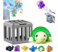 Underwater Dive Toys, Funscape Kids Pool Diving Toys, Pool Diving Treasure Hunt Game, Sinking Pool Swim Toy for Kids, Water Dive Set with Fish Boxs Floating Animals for Boys Girls (Green)