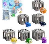 Underwater Dive Toys, Funscape Kids Pool Diving Toys, Pool Diving Treasure Hunt Game, Sinking Pool Swim Toy for Kids, Water Dive Set with Fish Boxs Floating Animals for Boys Girls (Colorful 6pcs)