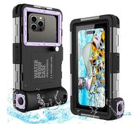 Underwater Diving Phone Case for Snorkeling,Professional 50FT/15M Waterproof for iPhone 16/15/14/13/12/11/XR/XS/X Pro Max Samsung Galaxy S24 Universal Photo&Video Scuba Dive Housing Case-Purple Black