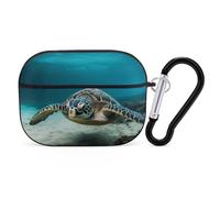 Underwater Diving Sea Turtle AirPod Pro Case, Anti Scratch Hard PC Cover with Keychain, AirPod Pro 2nd/1st Case Accessories for Women Men, Black-Style