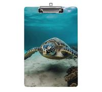 Underwater Diving Sea Turtle Clipboard, A4 Acrylic Clipboards with Hanging Hook, Ultra Lightweight & Shatterproof Writing Board for Office, Nurses, 8.5" X 12.5"