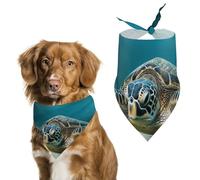 Underwater Diving Sea Turtle Dog Bandanas for Feeding Grooming, Triangle Pet Bibs for Cats & Dogs Washable Fashion Pets Scarf for Party Travel 27.6 X 11.8 Inch