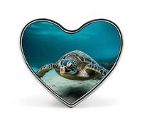 Underwater Diving Sea Turtle Heart Pin, 1 Inch Metal Love Lapel Pins - Lightweight, Smooth Edges, Versatile Badge Brooch for Jackets, Shirts, Bags, Gifts for Friends, Family