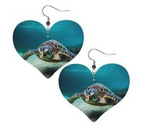 Underwater Diving Sea Turtle Leather Earrings for Women Heart Earring Lightweight Dangle Earrings Jewelry Gifts