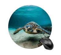 Underwater Diving Sea Turtle Round Mouse Pad 7.8 Inch, Portable Gaming Mouse Mat with Non-Slip Rubber Base & Smooth Surface, Waterproof Mousepad for PC, Laptop, Computer, Office, Home