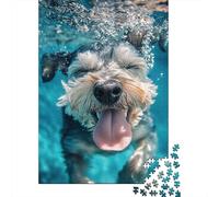 Underwater Dog Jigsaw Puzzle for Adults 1000 Pieces Puzzle Game Paper Blue Water Relaxing Focus 52x38cm/1000pcs