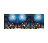 Underwater Dolphins Coral Fish Computer Desk Pad, Non-Slip Surface Mat for Enhanced Gaming Performance and Office Productivity