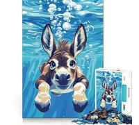 Underwater Donkey Illustration 1000-piece Jigsaw Puzzles Brain Focus Game Expert Cutting Craftsmanship Fascinating Hobby for Idle Moments (38x52cm)