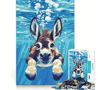 Underwater Donkey Illustration Jigsaw Puzzle 1000 Mental Recall Game High Accuracy Cutting Craft Interactive Brain Challenge for Home (50x75cm)