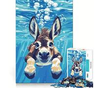 Underwater Donkey Illustration Jigsaw Puzzle 1000 Piece Creative Skill Toy Clean Cut Sturdy Components Travel-friendly Brain Game Gift (38x26cm)