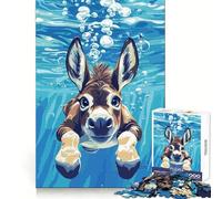 Underwater Donkey Illustration Jigsaw Puzzle for Adults 1000 Pieces Mind Exercise Pleasant Leisure Exact Cut Birthday Present (38x52cm)