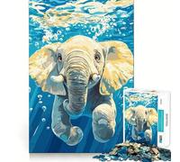 Underwater Elephant Illustration Jigsaw Puzzles for Adults 1000 Think Boost Game Precise Interlock Structure Easy to Learn Family Enjoyment (38x52cm)