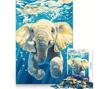 Underwater Elephant Illustration Jigsaws for Adults1000 Pieces Logic Practice Peaceful Escape Clean Edges Unique Xmas Gift (38x26cm)