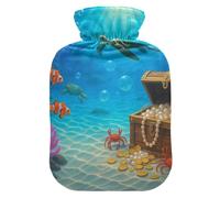 Underwater Fairytale World hot Waterbottle with Soft Cover, 1L Water Bag for Sore Muscle