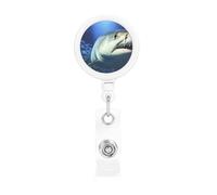 Underwater Fish Badge Reel Retractable Badge Holder with Keychain Funny ID Clips for Badges Lightweight Plastic Name Card Holders for Nurses Office Teacher
