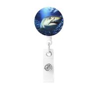 Underwater Fish Badge Reel Retractable Badge Holder with Keychain Id Clips for Badges Lightweight Plastic Name Card Holders for Nurses Office Teacher
