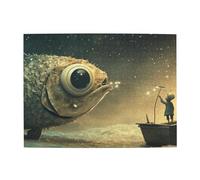 Underwater Fish Have Big Eyes Wooden Puzzle 500 Piece Jigsaw Puzzle for Adults Challenging Puzzle for Game Size 15"x20.4"