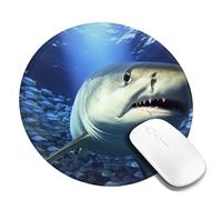 Underwater Fish Mouse Pad Waterproof Gaming Mousepad with Non-Slip Rubber Base Round Computer Mouse Mat for Office Latop Mousepads Washable Cloth Desk Pad 8 x 8 in