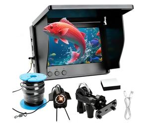 Underwater Fishing Camera, 4.3 Inch IPS Display and 30M Cable, Night vision infrared lamp, 220° Wide Angle, Waterproof Fish Finder Video Camera for Ice River and Boat Kayak Fishing (30M)