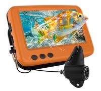 Underwater Fishing Camera, Portable Fish Finder, 4000mAh Li-Battery, Wide-angle Infrared LED Night Vision Camera, Host IP68 Waterproof, with 4.3 inch IPS Display for Ice, River and Boat Kayak (Orange)