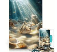 Underwater Flounder Fish And Shells Adults 1000 Piece Jigsaw Puzzle Memory Fun Game Clean Cut Sturdy Components Unique Gift for Stress Relief (50x75cm)