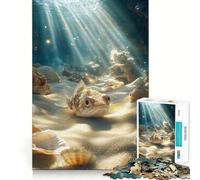 Underwater Flounder Fish And Shells Jigsaw Puzzle 1000 Pieces Mental Focus Game Precision Cut Smooth Edges Absorbing Activity for Quiet Nights (38x26cm)