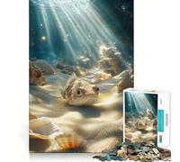 Underwater Flounder Fish And Shells Jigsaw Puzzles 1000 Pieces Focus Boost Fun Laser Cut for Flawless Fit Bonding Activity for Loved Ones (38x52cm)