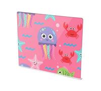 Underwater Jellyfish Crab Pink Print Acrylic Cutting Board with Counter Lip Non Slip Clear Chopping Boards for Kitchen Counter Large Size 16”×13”