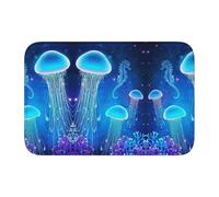 Underwater Jellyfish Crystal Velvet Lock Edge Floor Mat 40x60, Non Slip, Easy To Clean, Comfortable Foot Feel