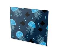 Underwater Jellyfish Fish Blue Pattern Acrylic Cutting Board with Counter Lip Non Slip Clear Cooking Board for Countertop Large Size 16”×13”