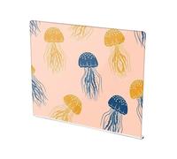 Underwater Jellyfish Pink Pattern Acrylic Cutting Board with Counter Lip Non Slip Clear Cooking Board for Countertop Large Size 16”×13”
