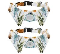Underwater Jellyfish Seashell Coral and Starfish Dog Collar Bowtie, Comfortable Adjustable Dog Bow Tie Collar for Small Boys and Girls Pets