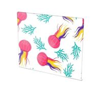 Underwater Jellyfish Seaweed White Pattern Acrylic Cutting Board with Counter Lip Non Slip Clear Bread Cutting Board for Countertop Large Size 16”×13”