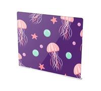 Underwater Jellyfish Starfish Purple Pattern Acrylic Cutting Board with Counter Lip Non Slip Clear Chopping Boards for Protecting Countertops Large Size 16”×13”