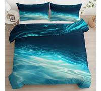 Underwater Landscape Reversible Duvet Cover Set Double Size, Soft 3Pcs Brushed Microfibre Bedding Set with 2 Pillowcase - Ripples On The Water Quilt Cover 200 x 200 cm for Boys Girls