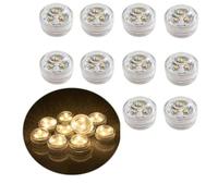 Underwater LED Flameless Tea Lights Battery Operated Waterproof Decorative Candle Lights for Pond Swimming Pool Fish Tank Pond Wedding Centerpiece Vase (10 Pcs Warm White)