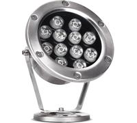 Underwater LED Spotlight Fountain Light 180° Rotatable IP68 Waterproof Low Voltage Submersible Pool Light for Pond Yard Hotel Decoration Landscape(Warm White,12W-24V)