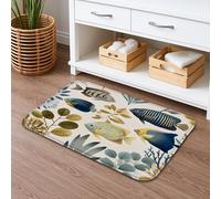 Underwater Life Quick Dry Bath Mat, Ocean Inspired Blue Green Fish Absorbent Non Slip Shower Mat, Summer Decorative Flannel Washable Bath Rugs for Bathroom Toilet Restroom 16x24 Inch
