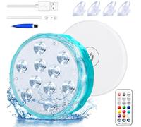 Underwater Light, Rechargeable Pool Lighting with Built-in Battery, Pool Lighting, Underwater Magnetic with Remote Control, Waterproof RGB Decorative Lights for Swimming Pool, Fountain, Aquarium, Pack