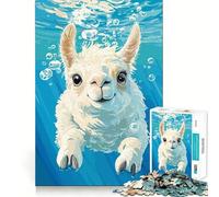 Underwater Llama Portrait Jigsaw Puzzle1000 Pieces Mind Train Fun Clean Cut Sturdy Components Captivating Leisure for Cozy Indoors (50x75cm)