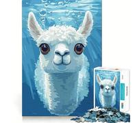 Underwater Llama Portrait Jigsaw Puzzles1000 Pieces Recall Skill Fun Professional Grade Cutting Thoughtful Gift for Mind Activity (38x52cm)