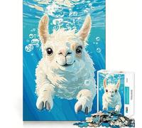 Underwater Llama Portrait Teenagers 1000 Pieces Puzzle Mental Recall Game Tight Lock No Loose Pieces Travel-friendly Brain Game Gift (38x26cm)
